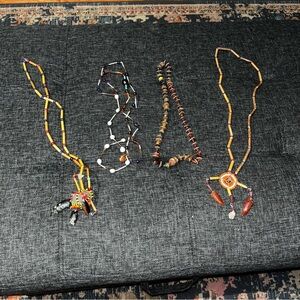 Native American style wood beaded jewelry lot necklace